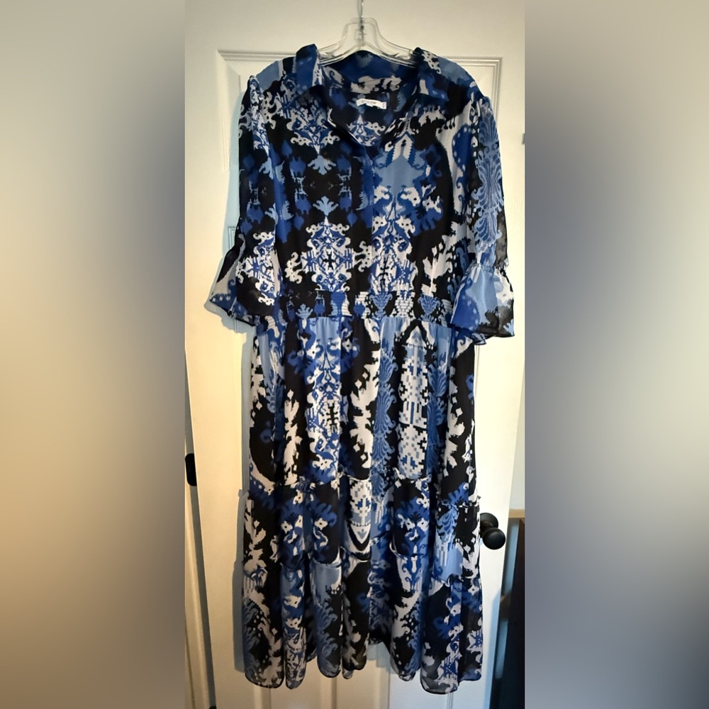 Chicos Elegant Blue and Black Women's Dress US Size 20